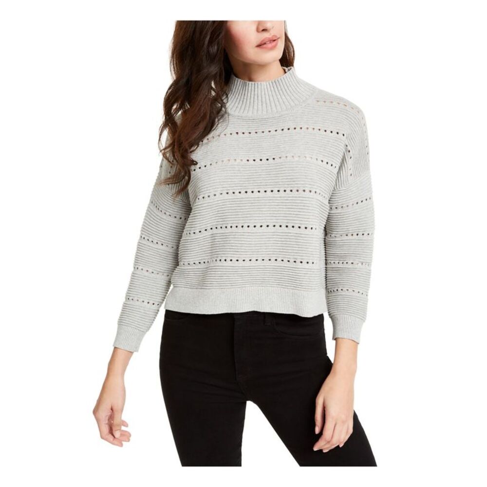 FRENCH CONNECTION Womens Gray Heather Long Sleeve Turtle Neck Sweater L - Picture 1 of 2
